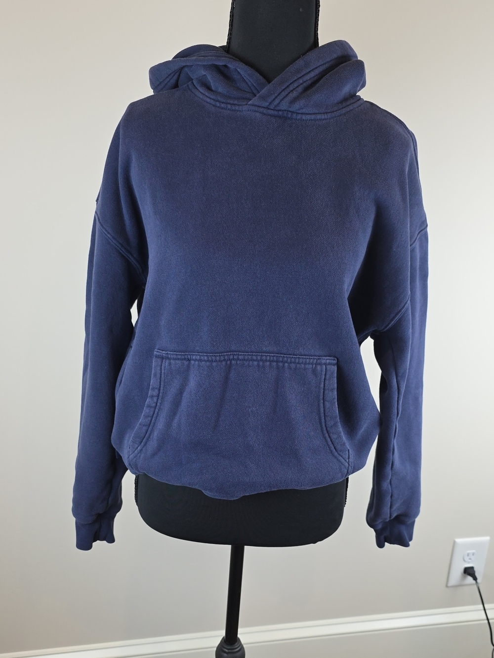 Hollister Navy Blue Cozy Pullover Boxy Fit Hoodie